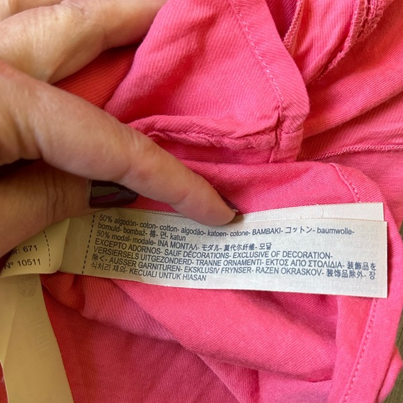 Massimo Dutti Flutter Short Sleeved Top Cotton Relaxed In Coral Size Large - Picture 8 of 8